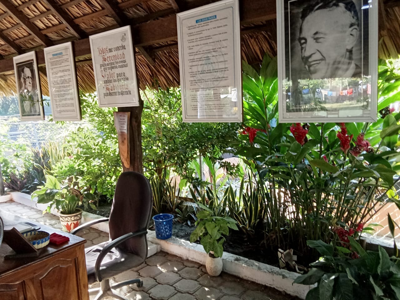 Rincón de reflexión con lecturas de A.A. y plantas